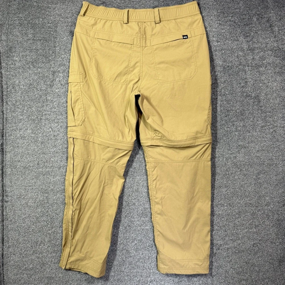 REI Co-op Sahara Convertible Hiking Pants Mens 34x32 Tan Cargo Zip Off Trail